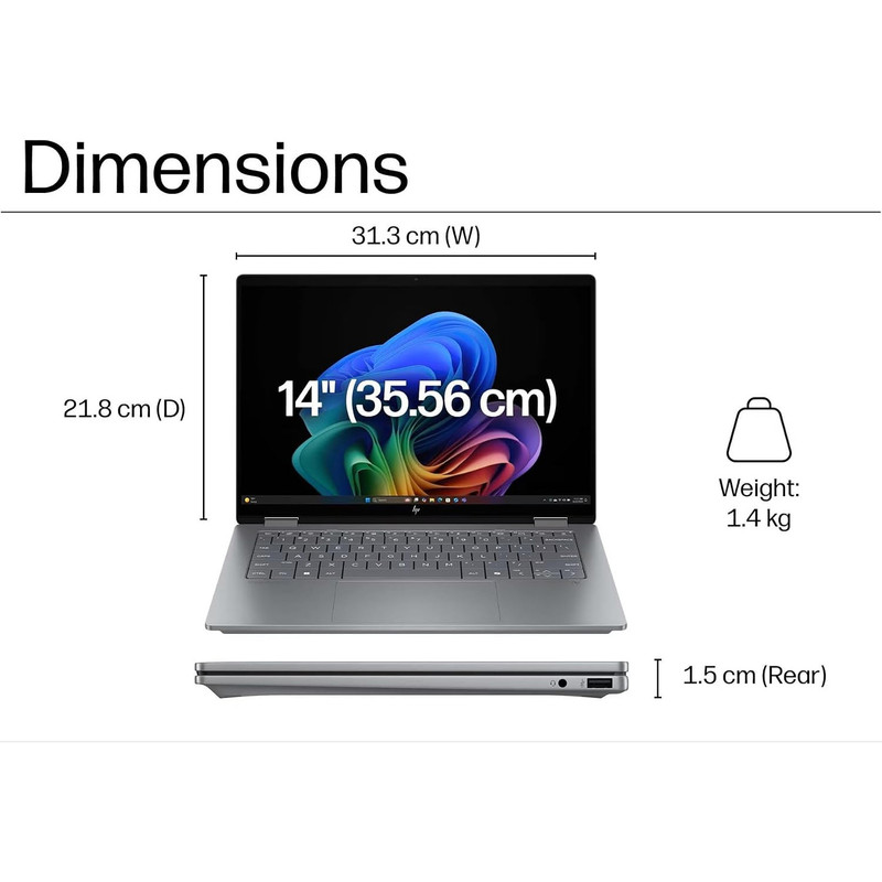 لپ تاپ 14 اینچی اچ پی مدل OmniBook X Flip 14-fm0013dx-Core Ultra 5 226V-16GB LPDDR5X 8533MHz-512GB SSD-Touch-Backlit-W