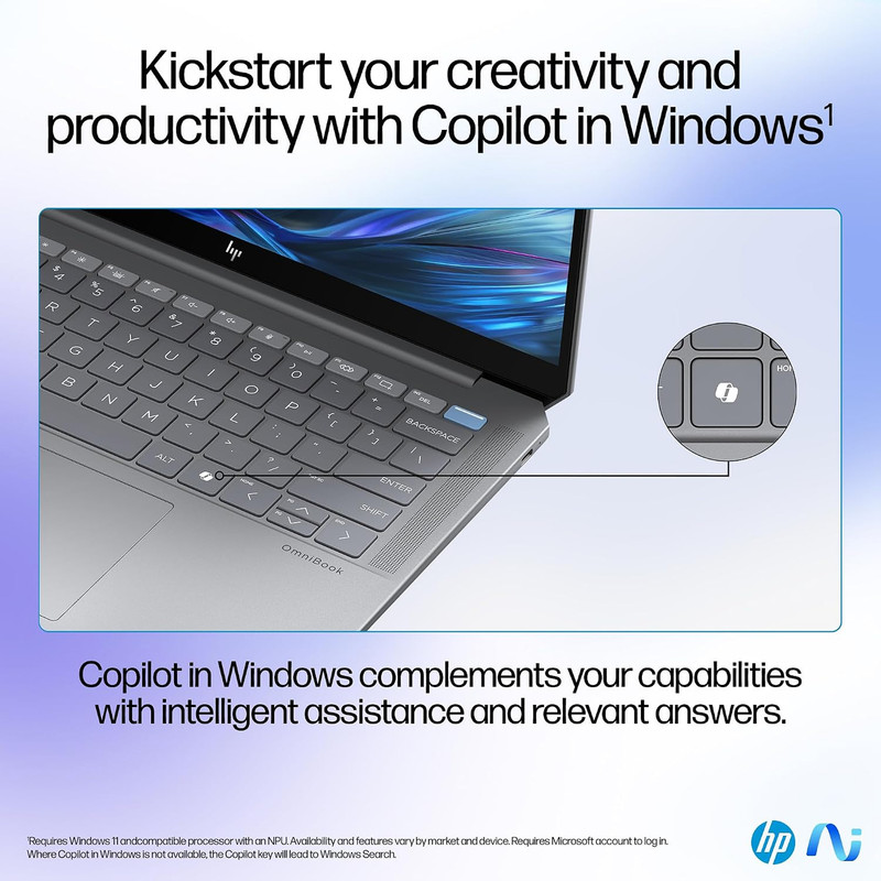 لپتاپ 14 اچ پی مدل OmniBook Ultra 14 fd0002na-Ryzen AI 9 365-32GB LPDDR5X-1TB SSD-Touch-2.2K-Backlit