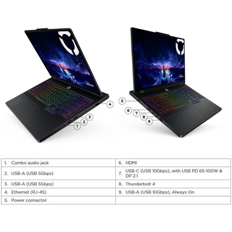 لپ تاپ 16 اینچی لنوو مدل Legion Pro 5 16IAX10-Core ultra 9 275HX-RTX5070 8GB-64GB DDR5 5600MHz-1TB SSD-OLED 165Hz - کاستوم شده